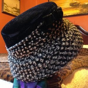 Vintage, velvet, netting and bow hat