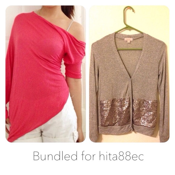 Unique Asymmetrical Top & Light Gray Cardigan