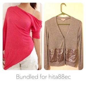 Unique Asymmetrical Top & Light Gray Cardigan