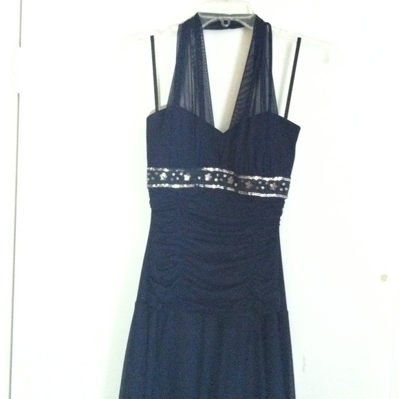 Navy Halter top Dress - Picture 1 of 4