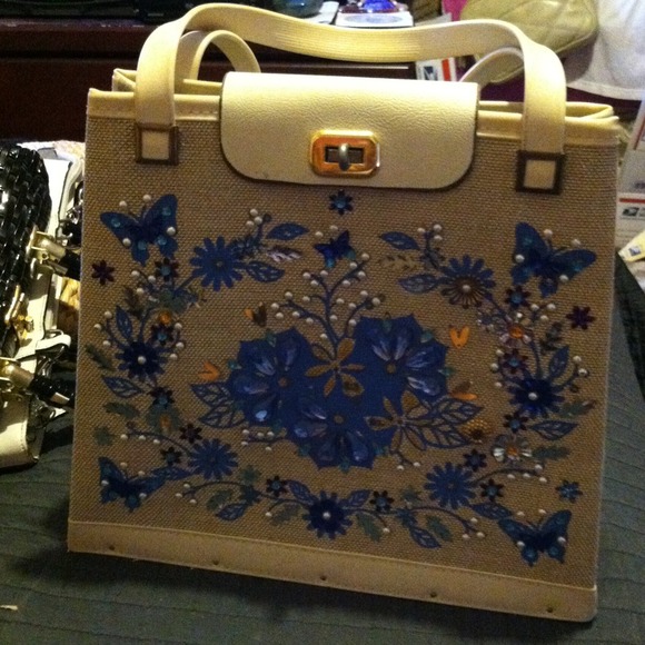 Linen/ wood tote