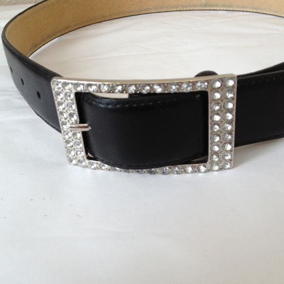 SOLD-Black rhinestone buckle belt