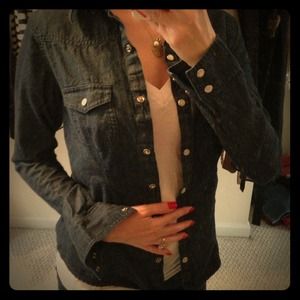 Denim snap up blouse