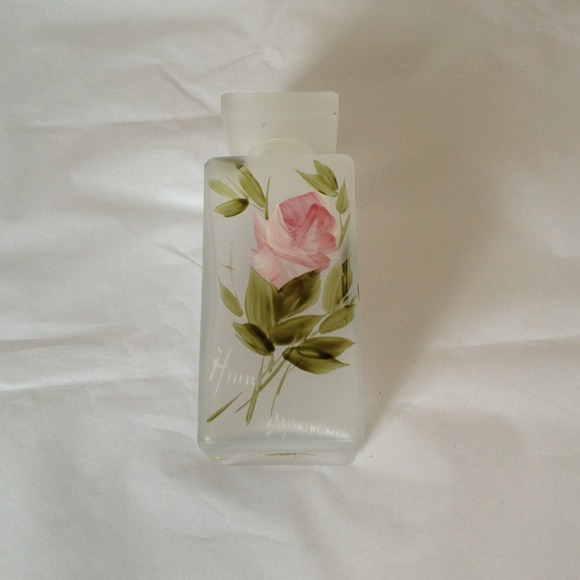 SOLD-Hand painted frosted glass perfume bottle