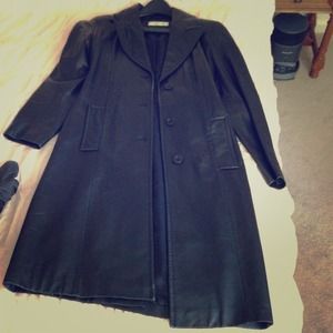 SOLD Black genuine leather coat.
