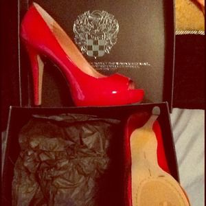 Vince Camuto red peep toe heels