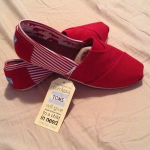 TOMS shoes in red & White