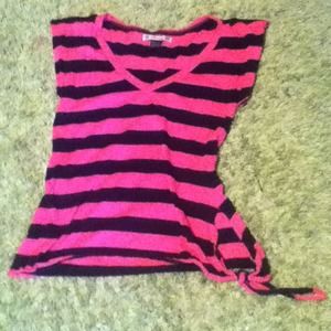 From hot topic Hot pink and black striped shirt