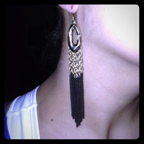 Fringe earrings Gold & Black