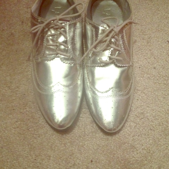 Metallic silver oxfords