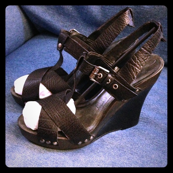 Nine West Leather Wedge Sandals