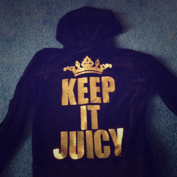 "Keep It Juicy" black velour track jacket
