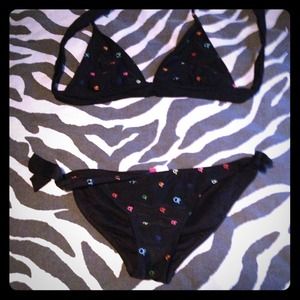 New OP black bikini with multi colored "op" logos