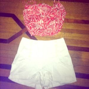 High waisted white shorts