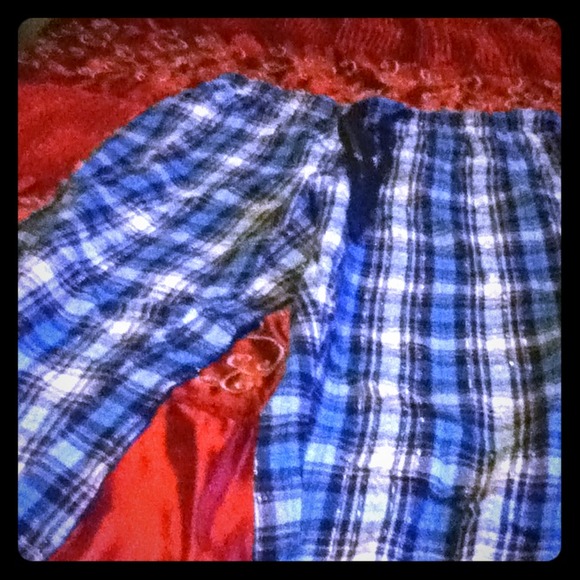 comfy blue plaid pajama pants