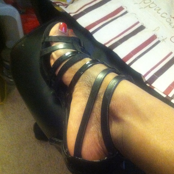 Black strap shoes