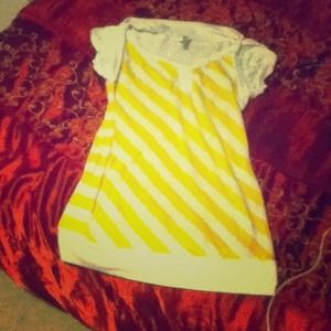 yellow and white striped top