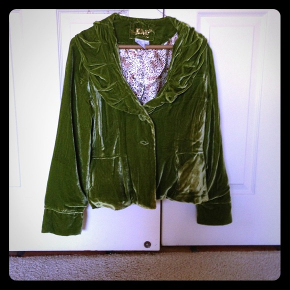 Live a Little Cropped Green Velvet Jacket