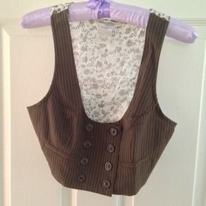 Brown Pinstripe & Floral Vest