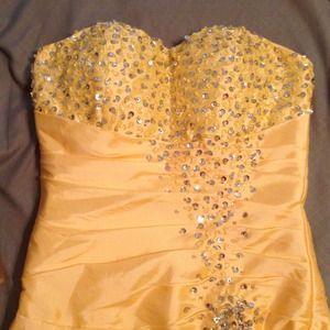 Sequin yellow long dress. Brand new, never worn.