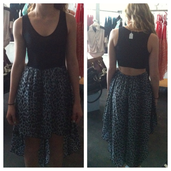 Gray and black cheetah high-low dress. :)