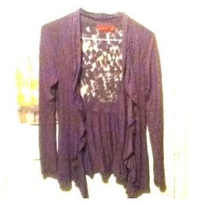 Purple/grey over shirt with see through back