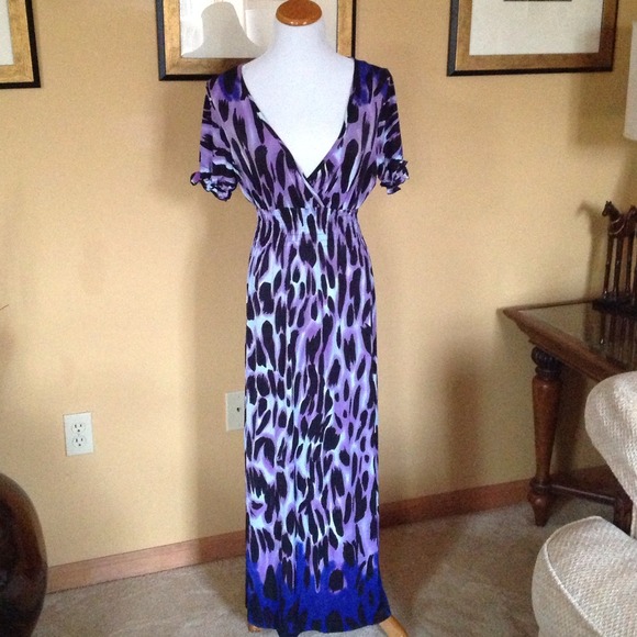 Cristinalove Dresses & Skirts - Purple Animal Print Maxi Dress