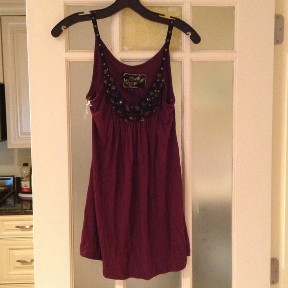 🚫Sold Maroon beaded top