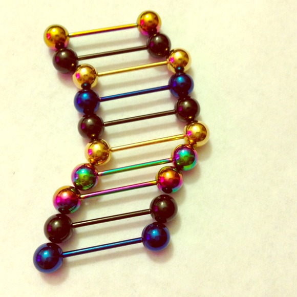 10 mixed color punk stainless steel ball piercings