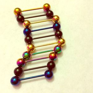 10 mixed color punk stainless steel ball piercings