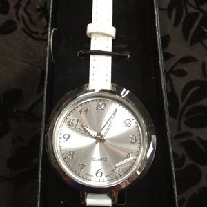White Patent Leather Strap Watch New In Box (NIB)
