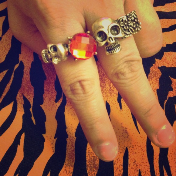 retro punk skull ring jewelry charm