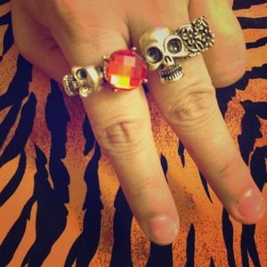 retro punk skull ring jewelry charm