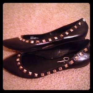 J Simpson black flats with metallic studs 7.5