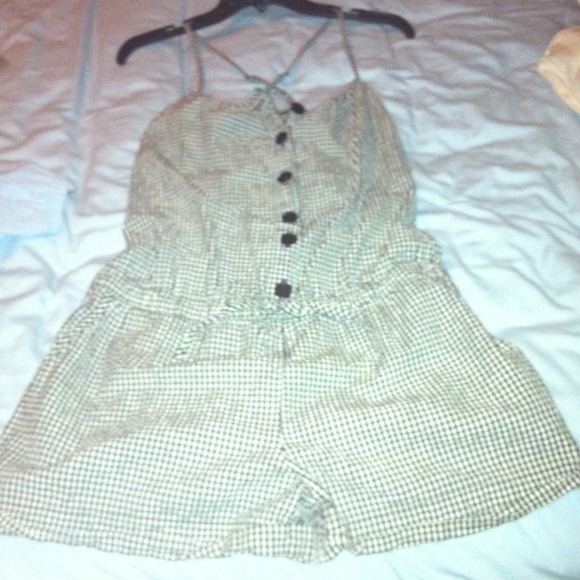 Black and white checkered romper