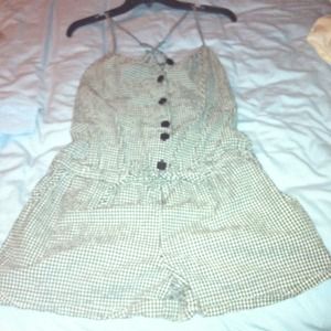 Black and white checkered romper