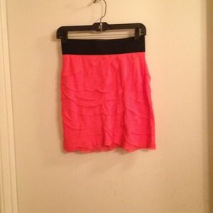 Coral Ruffle Mini Skirt