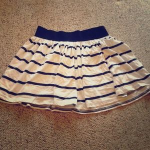 Navy and white striped flowy skirt