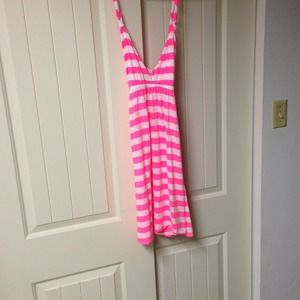 Hot pink and white striped dress