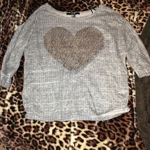 Forever 21 knit 3/4 top with sparkle heart!
