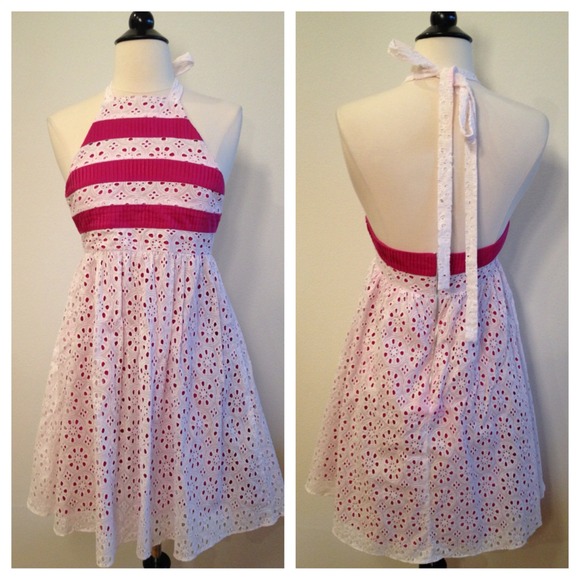 Iolete and hot pink dress