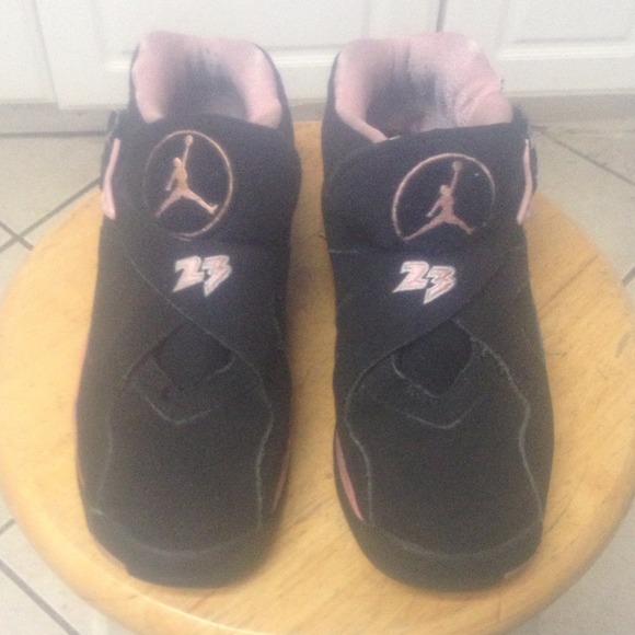 Pink and black Jordan 8's youth 3.5