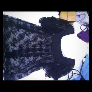 Reduced!!! Sheer black top w/ tank top