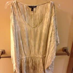 Express open shoulder top with draw string waist