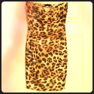 Leopard ruffle tubetop dress