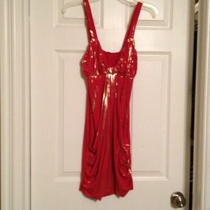 Bright red silk dress! Never worn!