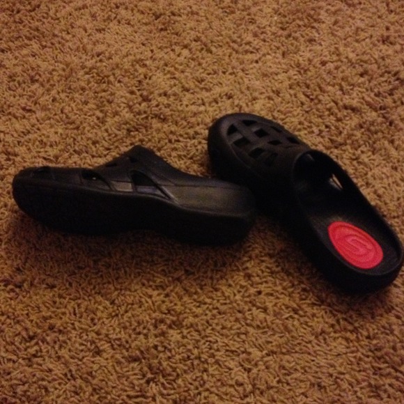 Skechers black clogs, size 8
