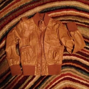 Faux leather bomber jacket