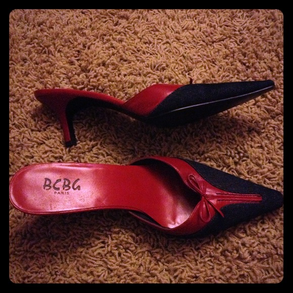 Red with denim BCBG heels