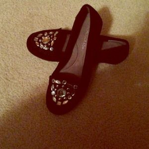 *RESERVED* Embellished flats. Black suede